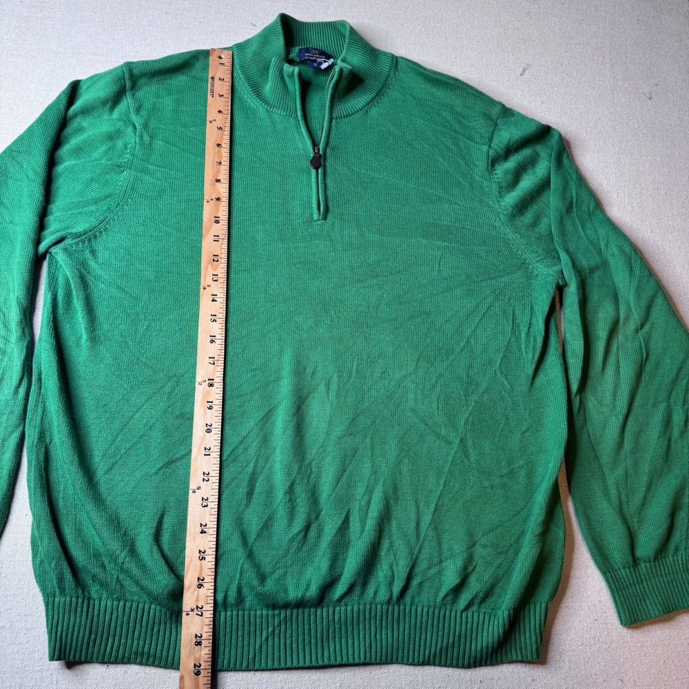 Brooks‎ Brothers 346 Supima Cotton Quarter Zip Sweater XL Green Preppy Golf - Picture 4 of 6
